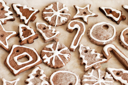 Cookies with glaze for Christmasの写真素材