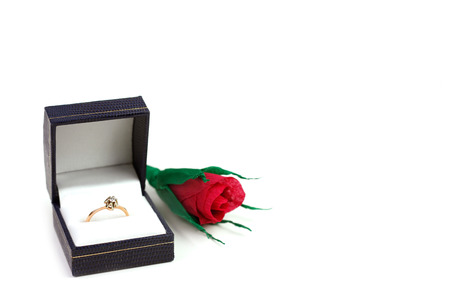 Diamond ring and paper red roseの写真素材