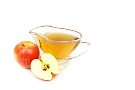 Apple vinegar isolated on white backgroundの写真素材