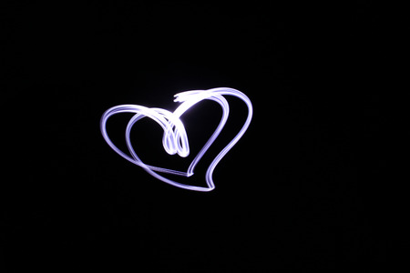 Long exposure, the heart made by light of lanternの写真素材