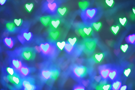 Colorful garlands bokeh in valentine day