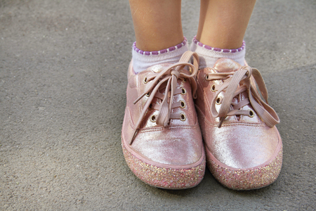 Glitter and shoelacesの写真素材