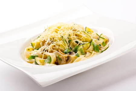 Fettuccine with zucchini and mushroom の写真素材