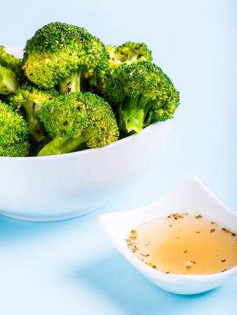 Steamed Broccoli with dressingの写真素材
