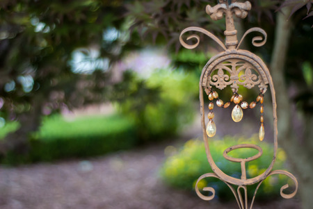 Crystal and Painted Wrought Iron Decoration