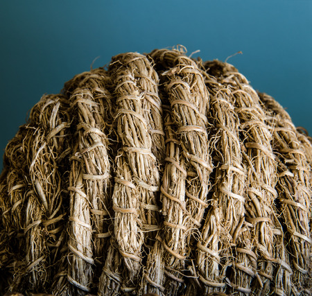 Wicker Ball Against Blue Wallの写真素材