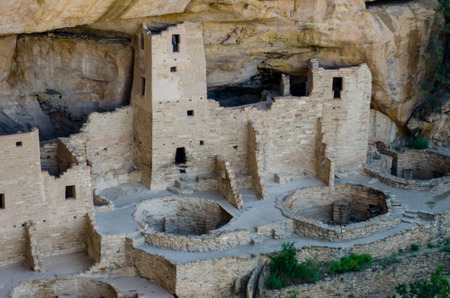 Cliff Palace dwelling in Mesa Verde National parkの写真素材