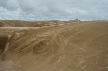 Wind blows sand on the Great Dunes as if it had been swiped by a giant paint brushの写真素材