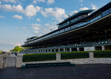 Lexington, United States: May 6, 2016. Keeneland Grandstand is quiet before a busy down of racingのeditorial素材