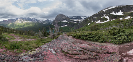 Panorama View Over Grinnell Lake and Glacier in Montana wilderness