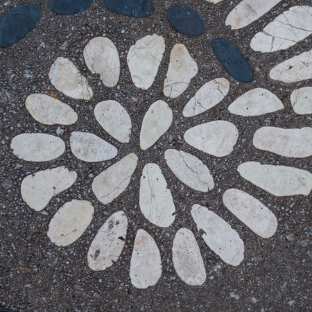 Spiral of Shells in Concrete Walking Pathの写真素材