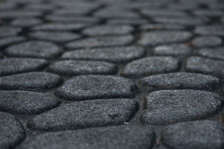 Cobble Stone Pavement using a low angle perspectiveの写真素材