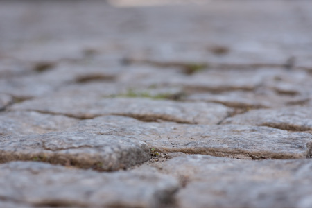 Cobblestone Selective Focus over rectangular bricksの写真素材