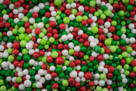 Christmas Themed Nonpareils Close Up Background Imageの写真素材