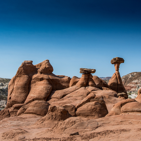 Toadstool Rocks in Utah Wilderness in Grand Escalanteの写真素材