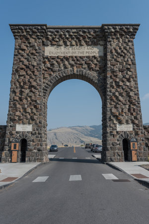 Gardiner, United States: August 5th, 2017: Gateway to Yellowstone National Parkのeditorial素材