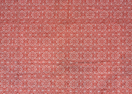 Orange and White Fabric  stitched on homemade quilt