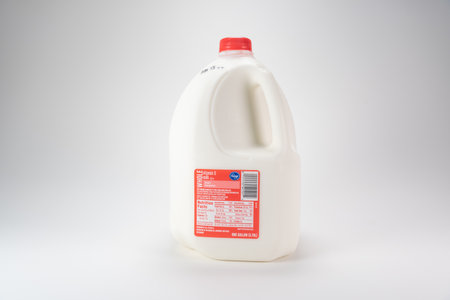May 30, 2018: Conceptual Editorial of Whole Milk Gallon Isolated on Whiteのeditorial素材