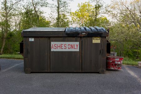 A garbage bin collects ashes from campers in Shenandoah National Park