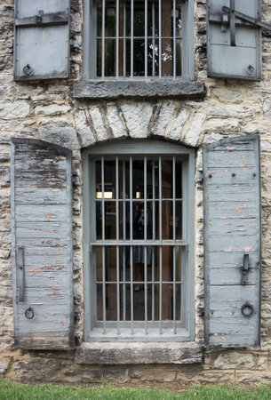 Windows into a warehouse for aging bourbonのeditorial素材