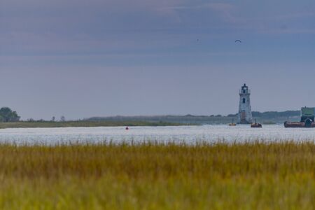 Cockspur Island Lighthouse Near Tybee Island Marshesの写真素材