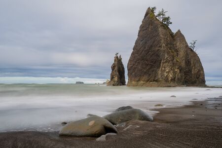 Rialto Beach Sea Stacks And Long Exposure of Waves