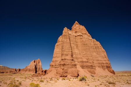 Deep Blue Sky Over Temple of The Moon in Cathedral Valleyの写真素材