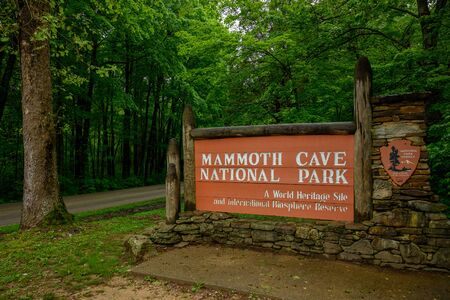 Mammoth Cavem, United States: May 5, 2019: Mammoth Cave National Park Entry Sign