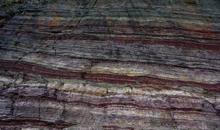 Various Red Lines In The Rock along cliff in Zion