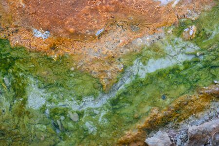 Layers of Colorful Sulfur Sediment from hot spring