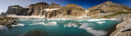 Panorama of the Lake at Grinnell Glacier in Montanaの写真素材