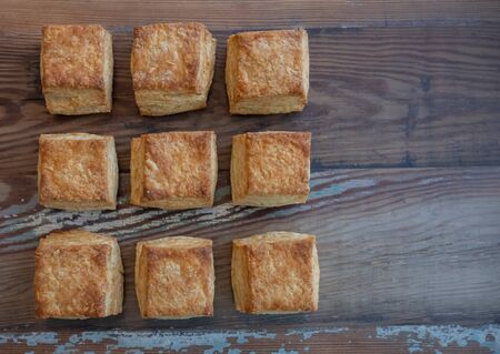 Nine Square Biscuits With Copy Space to rightの写真素材