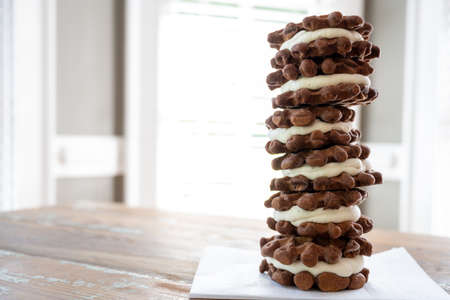 Ice Cream Sandwich Column With Large Copy Space to leftの写真素材