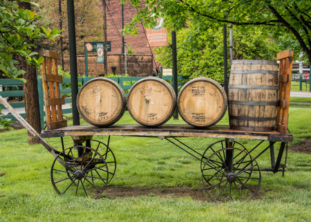 May 5, 2016: Frankfurt, United States: Barrel Wagon at Buffalo Trace Distillery, a popular stop along the Kentucky Bourbon Trailのeditorial素材