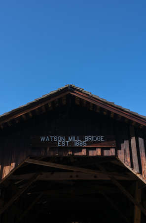 Watson Mill Bridge Name Plate in Georgia state park