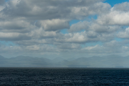 Looking Across The Straight of Juan De Fuca in Washingtonの写真素材