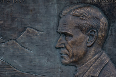 Great BasinNational Park, United States: August 4, 2020: Face of John Rockefeller on Memorial Statueのeditorial素材