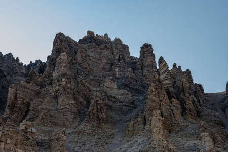 Rock Structures Hang To To Edge of Wheeler Peak in Great Basin National Parkの写真素材