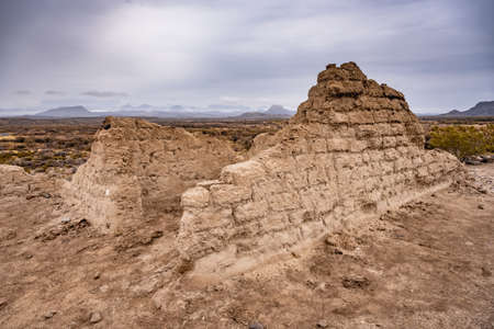 Disintigrating Adobe Walls at Sublett Farm in big bend National parkの写真素材