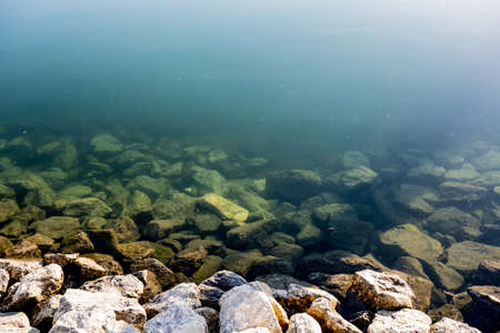 Large Boulders On Edge of Marina in Ventura, californiaの写真素材