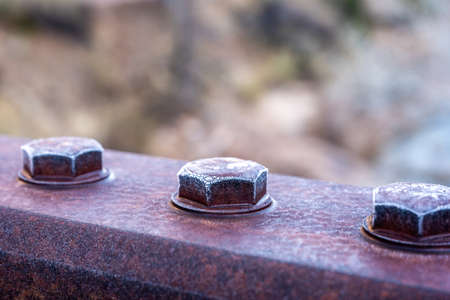 Rusty Bolts On Bridge Covered In Frost in Zion National Parkの写真素材
