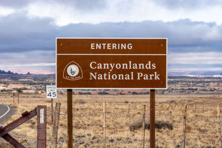 Canyonlands Entry Sign In The Needles Districtの写真素材