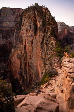 Morning On The Spine of Angels Landing in Zion national Parkの写真素材