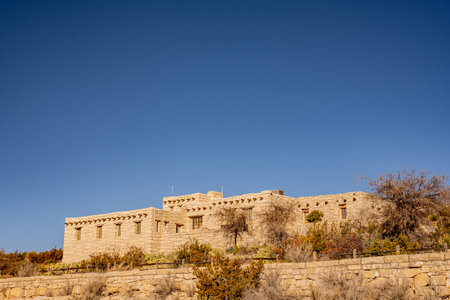 Stone Building on Hillside in Carlsbad Caverns National Park Provides Space for Housing and Businessのeditorial素材