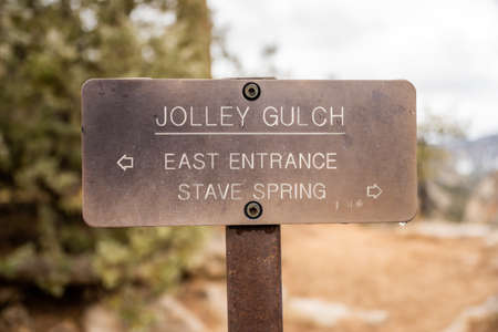 Jolley Gulch Sign on the East Rim Trail in Zion National Park