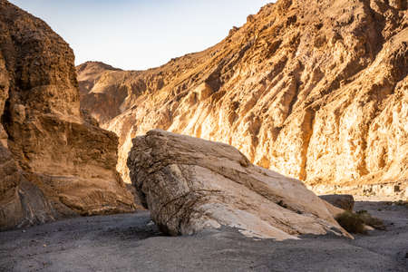 Large Rock Looks LIke A Shipwreck In The Wash Of Mosaic Canyon in Death Valleyの写真素材