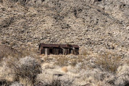Abandonded Building In Leadfield Ghost Town in Death Valley wildernessのeditorial素材
