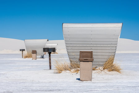 Array of Corrugated Picnic Areas in White Sands National Parkの写真素材