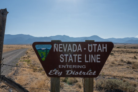 Ely, Nevada, United States: August 5, 2020: Nevada Utah State Line in Great Basinのeditorial素材