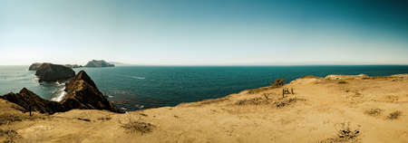 Panorama of Island Chain off the Coast of Anacapa Island in Channel Islands National Parkの写真素材
